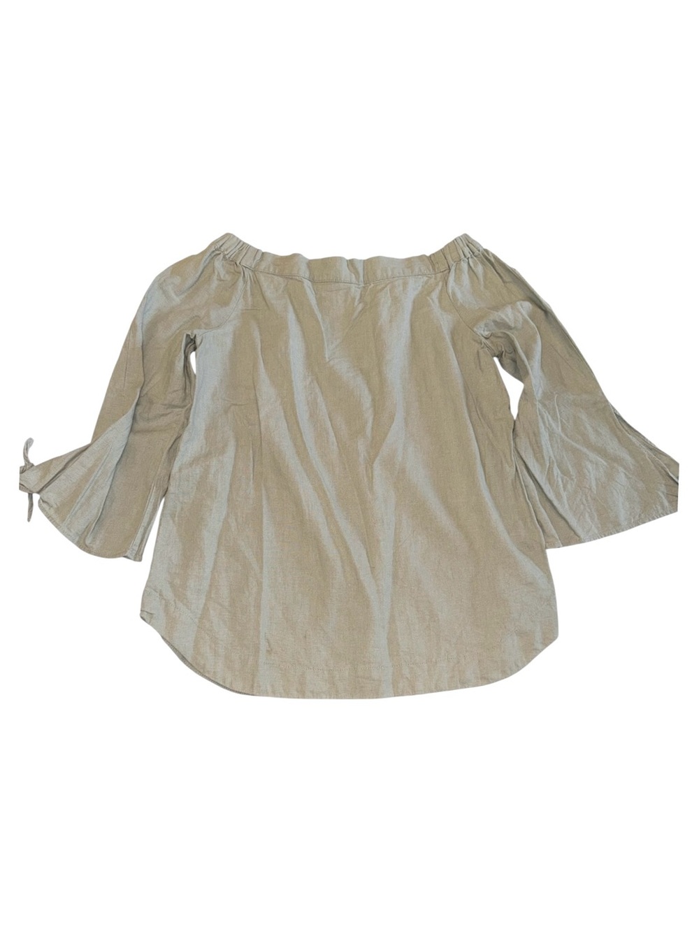Altar’d State Sage Green Linen Blend Off Shoulder Peasant Blouse Size Medium